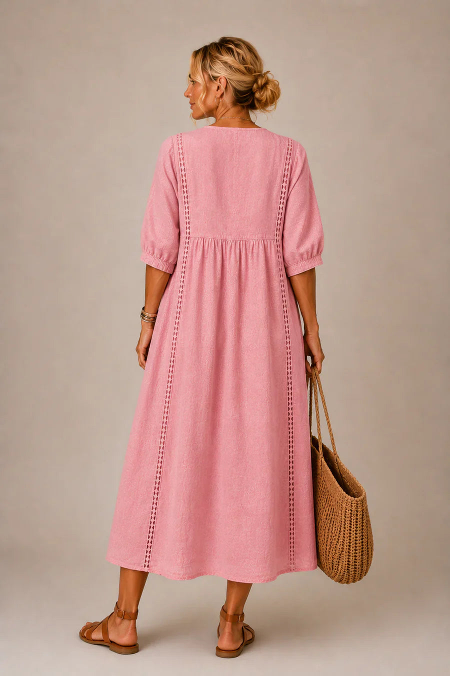Noa – Vestido de Lino y Algodón con Encaje