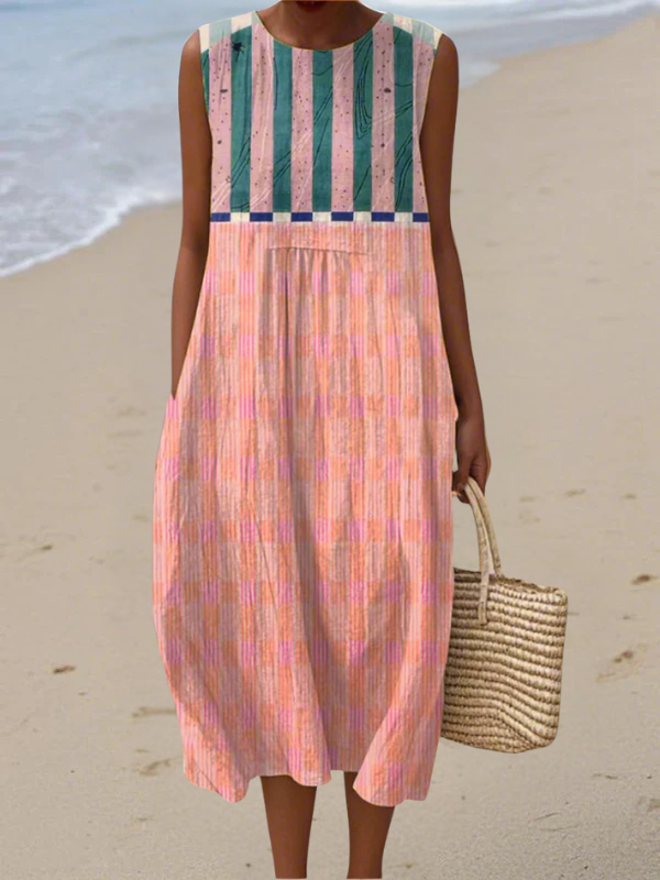 Elena – Vestido Midi de Cuadros con Detalle Corsé