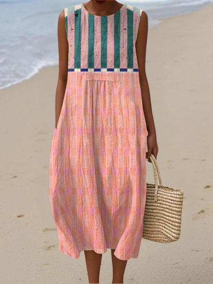 Elena – Vestido Midi de Cuadros con Detalle Corsé