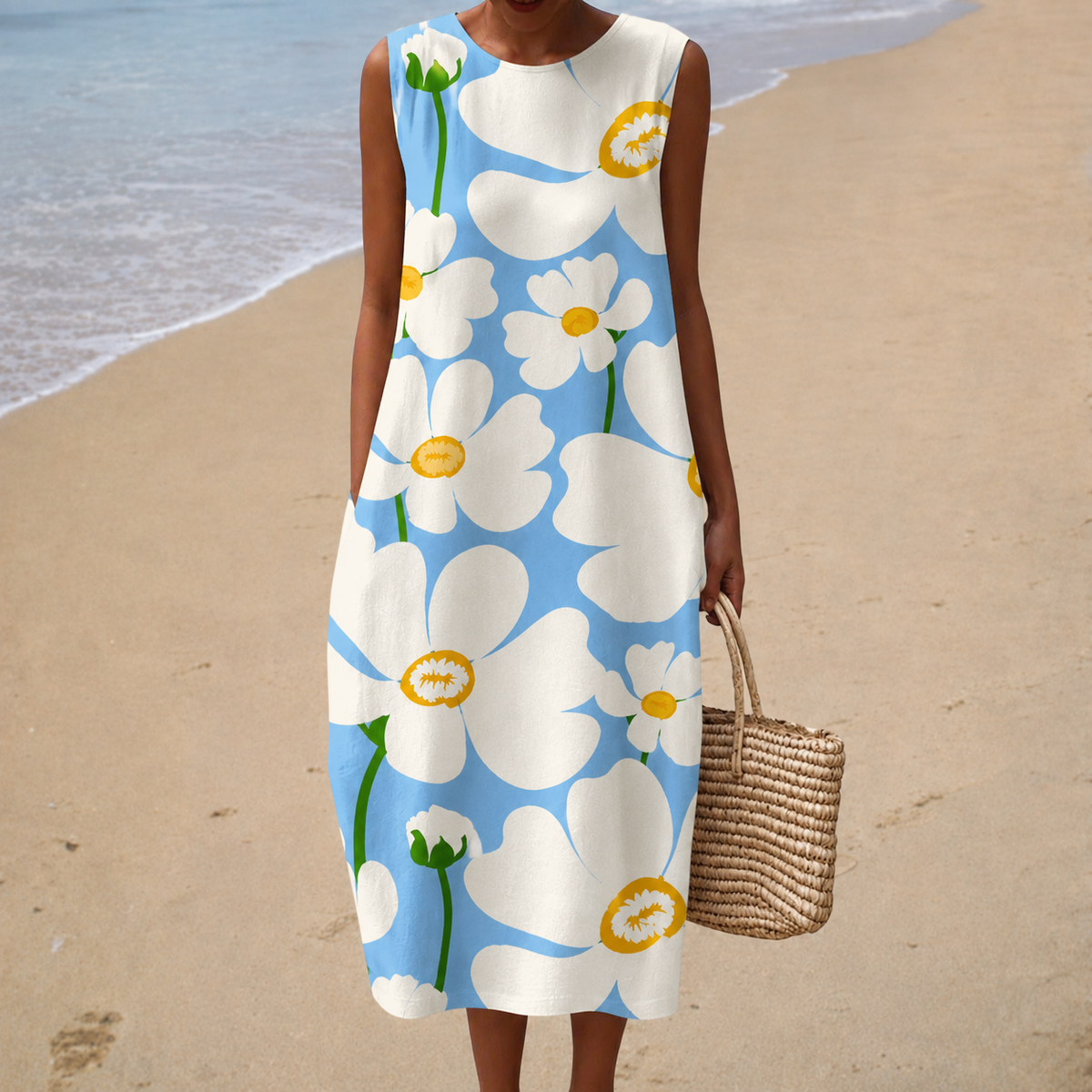 Solène – Vestido Midi Floral Solar