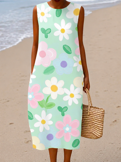 Olivia – Vestido Midi Floral Verde