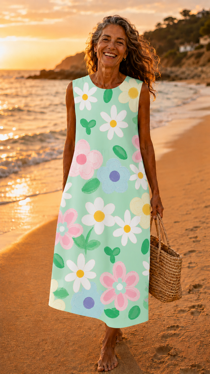 Olivia – Vestido Midi Floral Verde
