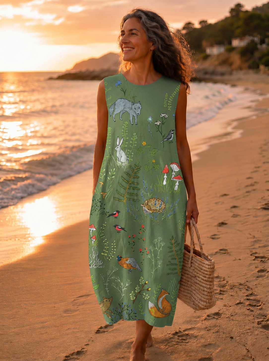 Marina – Vestido Midi Bohemio Natural