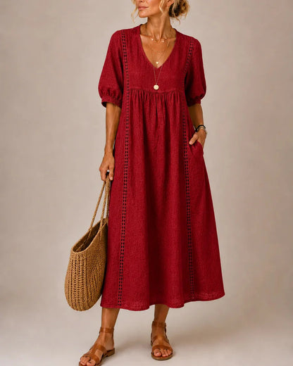 Noa – Vestido de Lino y Algodón con Encaje