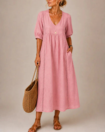 Noa – Vestido de Lino y Algodón con Encaje