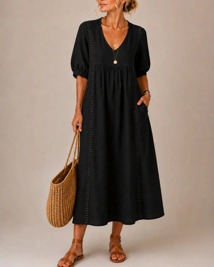 Noa – Vestido de Lino y Algodón con Encaje