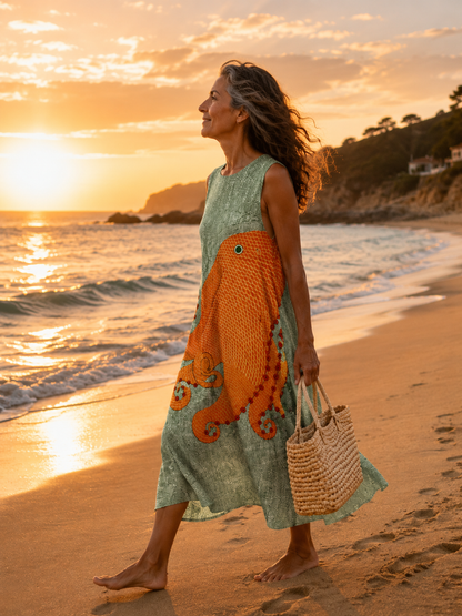 Marina – Vestido Midi Bohemio Oceanic