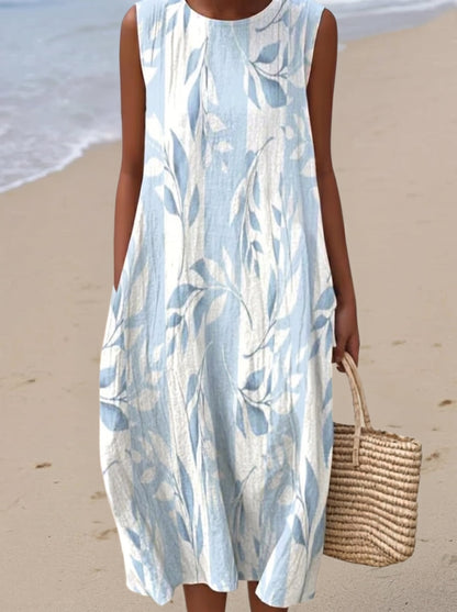 Vera – Vestido Midi con Estampado de Hojas