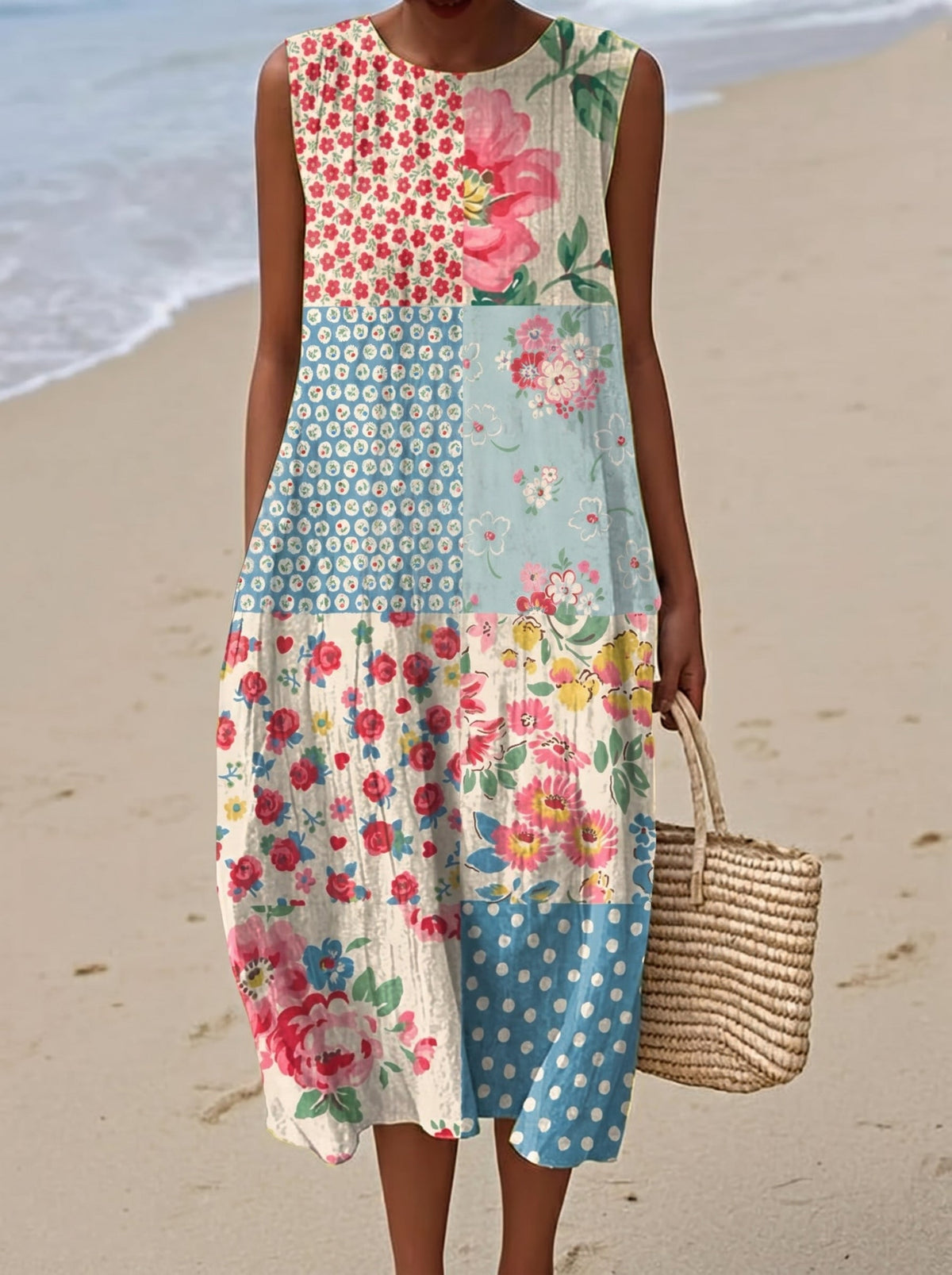 Amalia – Vestido Midi Bohemio Patchwork
