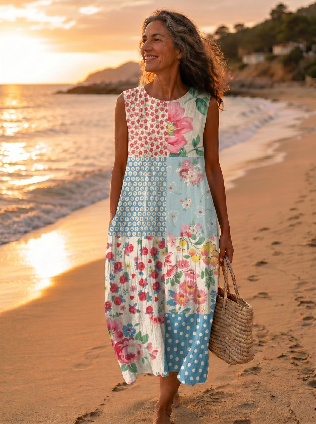 Amalia – Vestido Midi Bohemio Patchwork