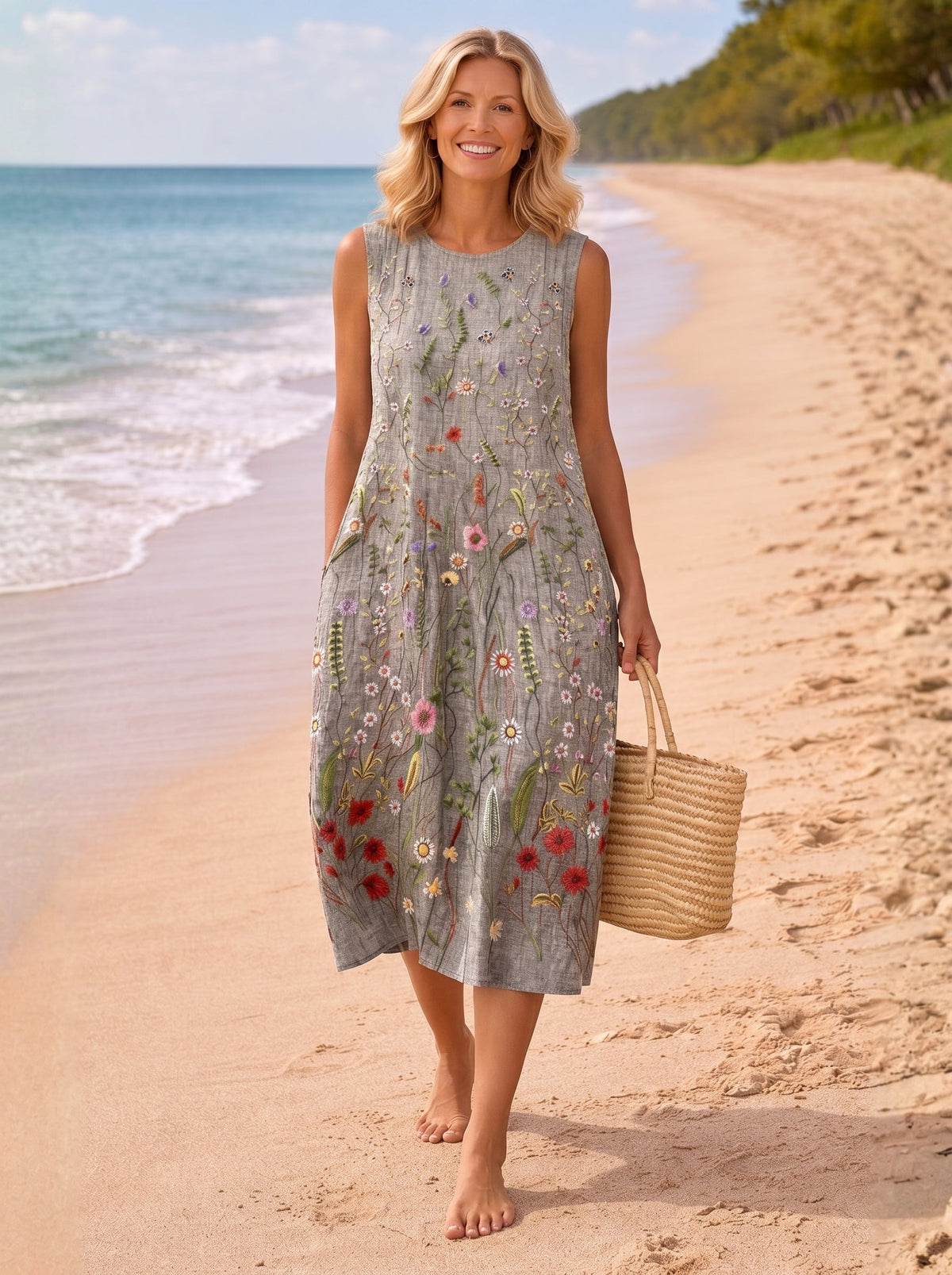 Elisa – Vestido Midi Gris