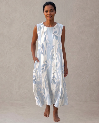 Vera – Vestido Midi con Estampado de Hojas