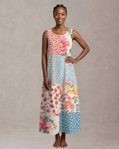 Amalia – Vestido Midi Bohemio Patchwork