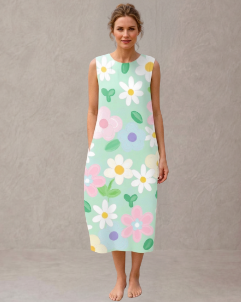 Olivia – Vestido Midi Floral Verde