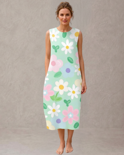 Olivia – Vestido Midi Floral Verde