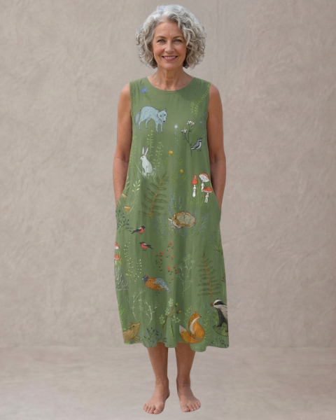 Marina – Vestido Midi Bohemio Natural