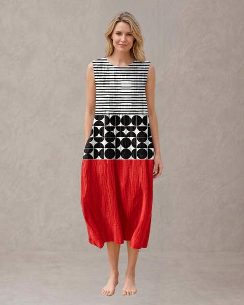 Amélie – Vestido Midi Color Block Bohemio
