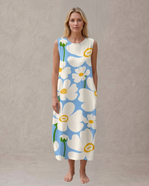 Solène – Vestido Midi Floral Solar