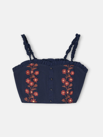 Lucía – Top de Algodón con Bordado Floral