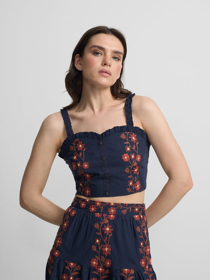 Lucía – Top de Algodón con Bordado Floral