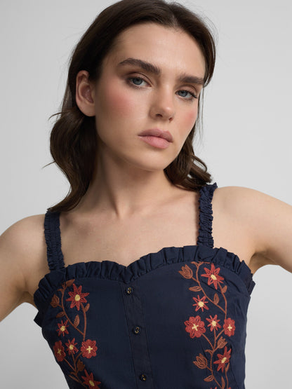 Lucía – Top de Algodón con Bordado Floral