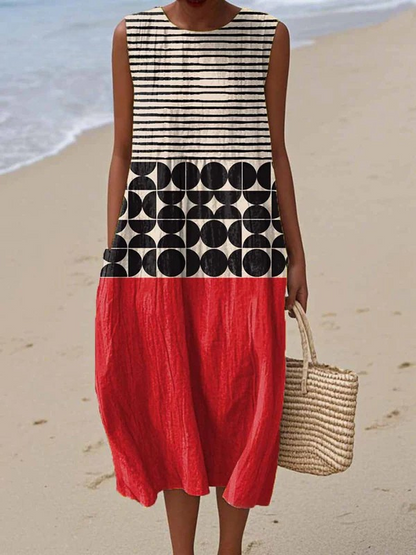 Amélie – Vestido Midi Color Block Bohemio