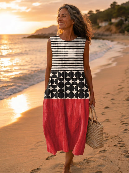 Amélie – Vestido Midi Color Block Bohemio