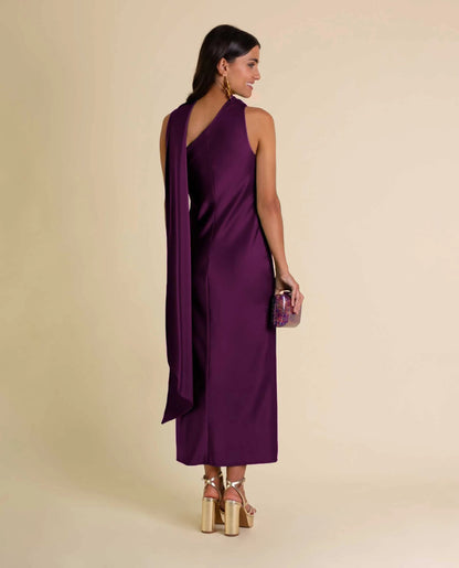 Clara – Vestido Midi Asimétrico Satinado