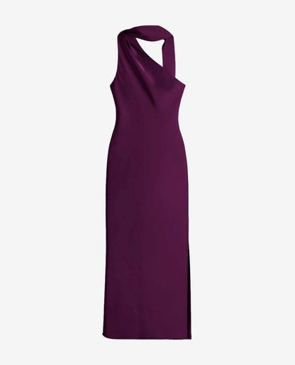 Clara – Vestido Midi Asimétrico Satinado